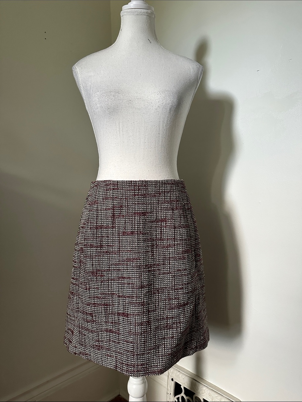 BANANA REPUBLIC Holiday Plaid Cotton Blend Party Office Preppy Midi Skirt Sz 8